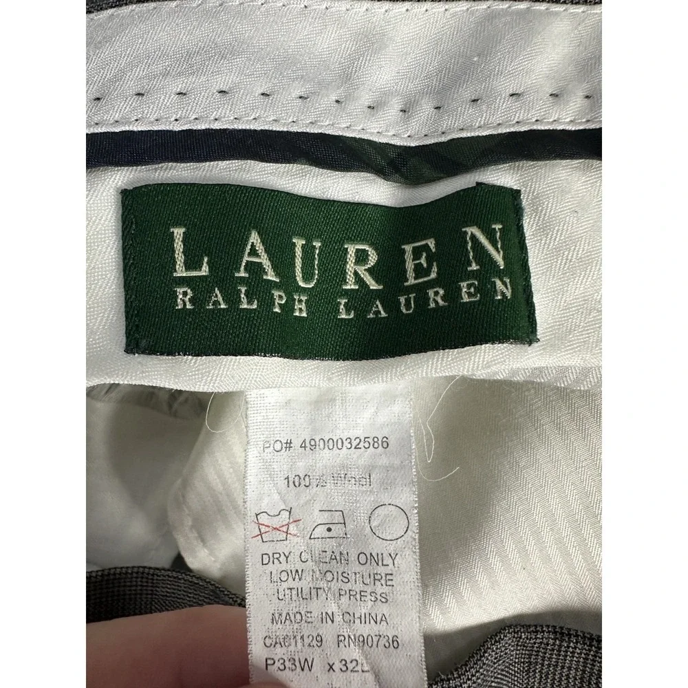 Lauren Ralph Lauren Pants Slacks Mens 33x32 Grey Glen Plaid Wool Old Money